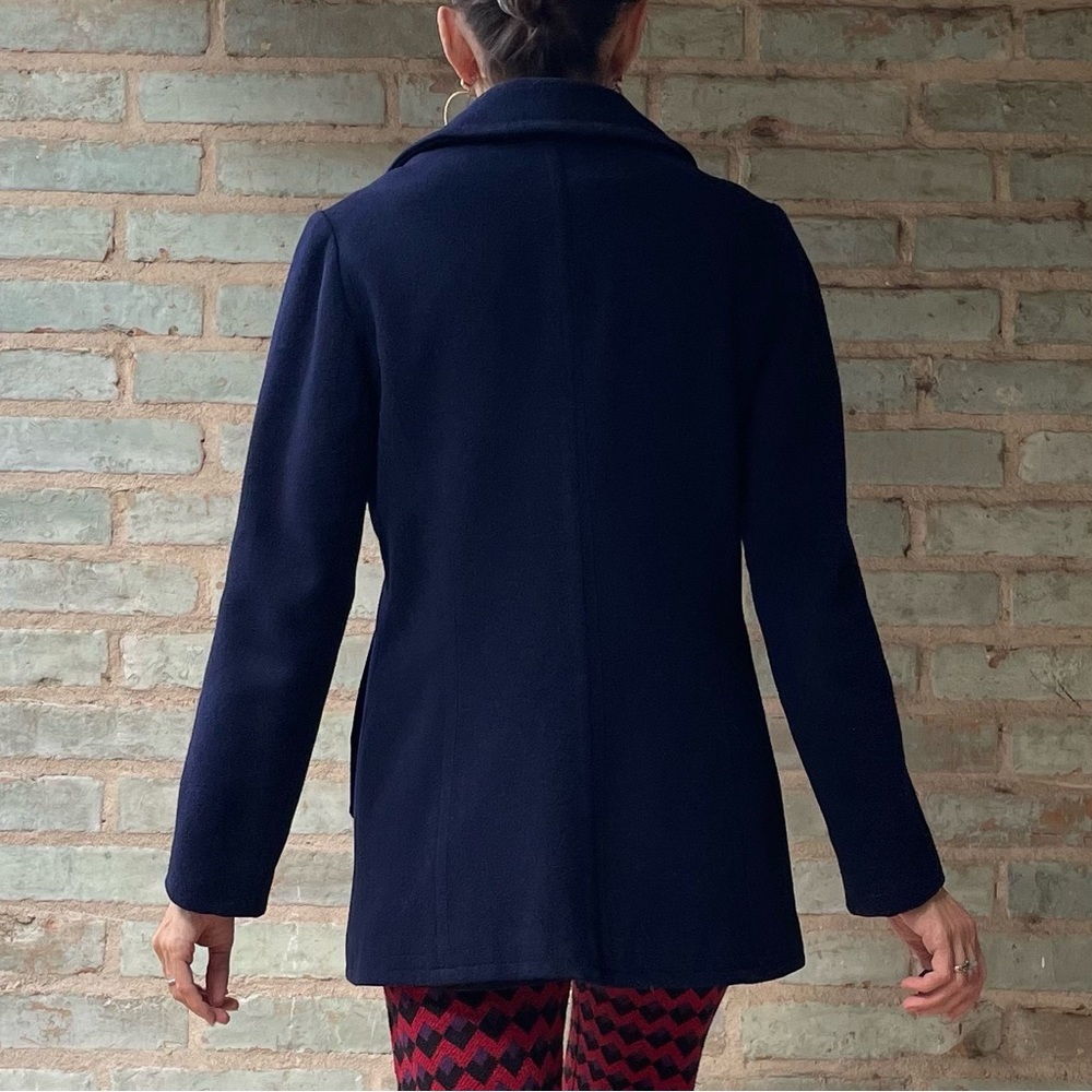 Vintage Pea Coat 60s Navy Blue Mackintosh Peacoat Pure Wool Double Breasted S - Picture 3 of 16